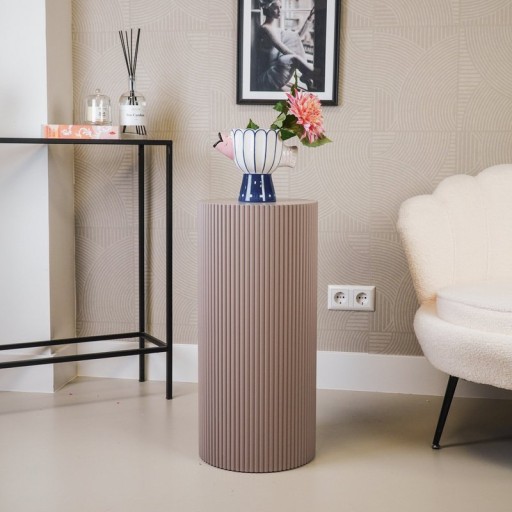 Side Table / Pillar- Cylinder - MDF - Taupe - 30x65cm