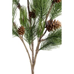 Twig Plant Green Long Needle Pin Spray With Cones