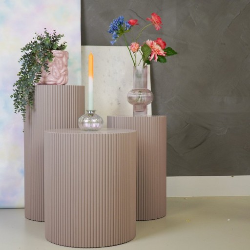 Side Table / Pillar- Cylinder - MDF - Taupe -30x54cm