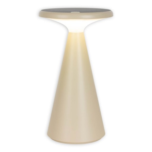 Solar battery table lamp "Palu" for outside and inside, made of plastic in beige, 20 cm high