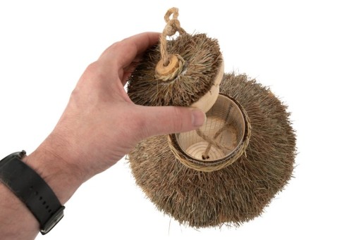 J-Line Birdhouse Hanging+Feeder Wood/Dry Grass Natural