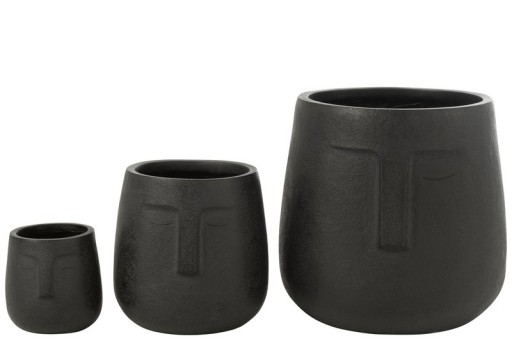 J -Line Flowerpot Misty - Ceramics - Black - 3 pieces - Ø 37 cm