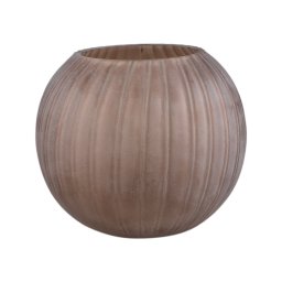 Levente Sand Carved Glass Bowl Shaped Vase Ribbed