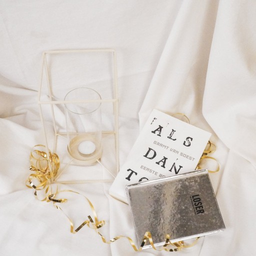 Lantaarn - metaal/glas - zand - 14,5x14,5x25cm