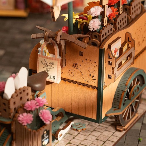 DIY 3D Wooden Model Construction Package, Blossom Cart, Robotime, TGS03, 24.2x16.3x21cm