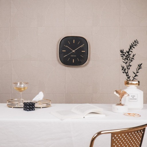 Wall Clock -Square -Metal/Glass -Black- 29x4.3x29cm