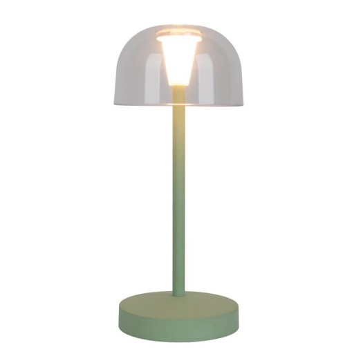 2-Set LED battery table lamp "Gomba" for outside and inside, made of metal and plastic in MINT, 18.5 cm high