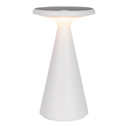 Solar battery table lamp "Palu" for outside and inside, made of plastic in white, 20 cm high