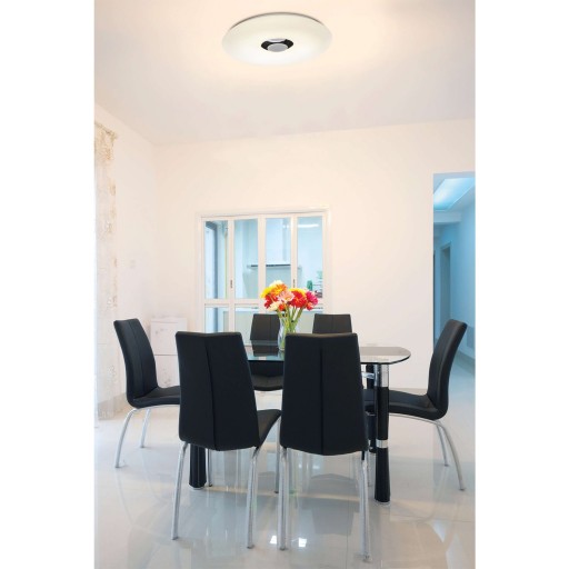 LED -plafondlicht "Nashville" Ø 40 cm, vele functies, gemaakt van metaal en plastic, wit, met geïntegreerde LED's, verlichting voor woonkamers, gang of kantoor