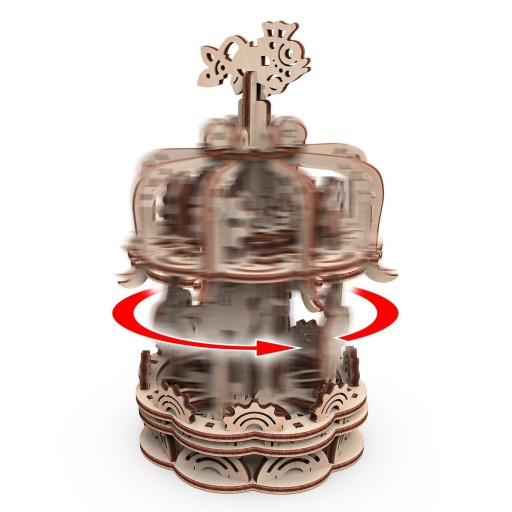 Mr. Playwood 3D Houten Puzzel Carousel klein, 10404, 12,5x12,5x17,5cm.