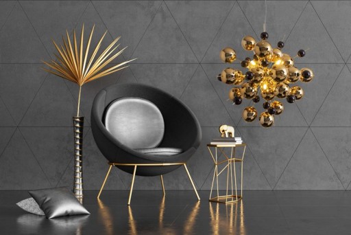 Pendant lamp "explosion" of metal and glass, G9 versions, hanging lamp for dining room, living room, hallway or office, Øca. 65 cm