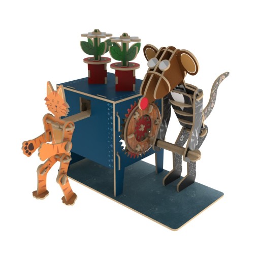 Ilo Build 3D Mechanische Houten Modelbouw Flower Box, 0222, 23x18,5x19,5cm
