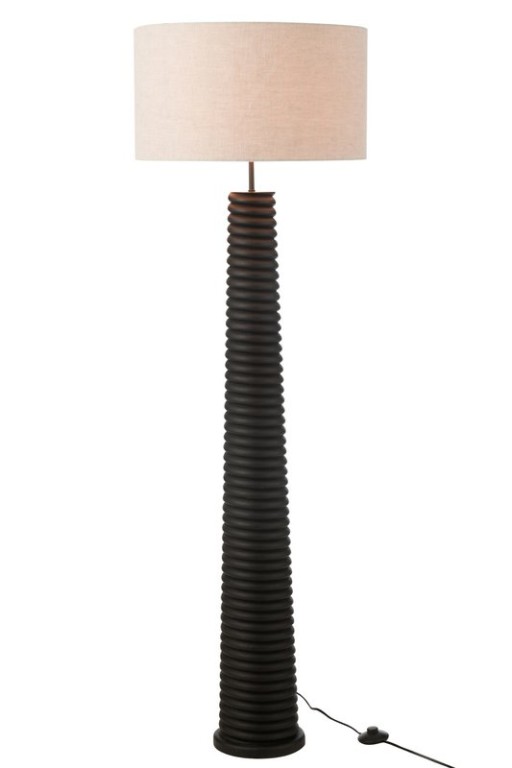 J-Line Floor Lamp Screw Thread Ailanthus Wood Black/Gray