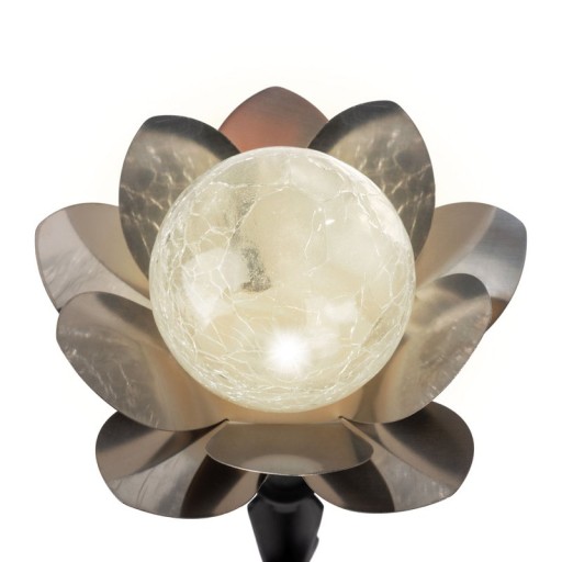 Solar-deco-earthspieß 3 Set "Lule" Ø approx. 10 cm, approx. 20 cm high, stainless steel, glass with a crackle effect