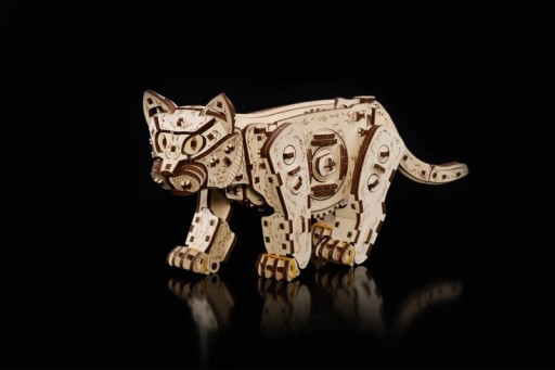 DIY 3D Mechanical Wooden Puzzle, Kitten, Eco Wood Art, 3830, 35.1X8.4X14.5