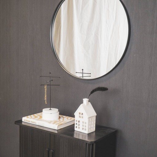 Mirror - Round - Metal - Black- 60x3x60cm