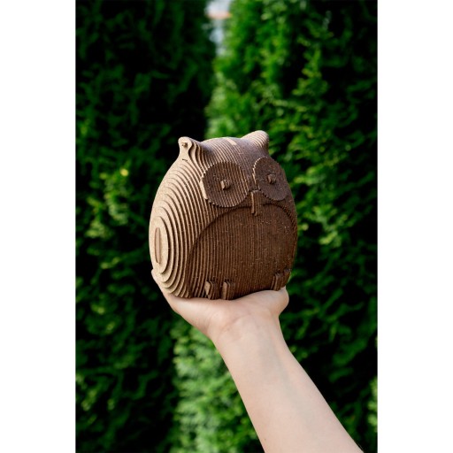Eco Wood Art (EWA) 3D Houten Bouwset Spaarpot Uil/Owl, 3809, 15x9,1x15,7cm