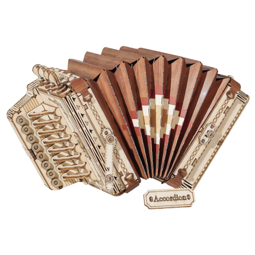 Robotime, 3D Houten Puzzel Muziekinstrument Accordion, TG410, 17x7,5x9,5cm