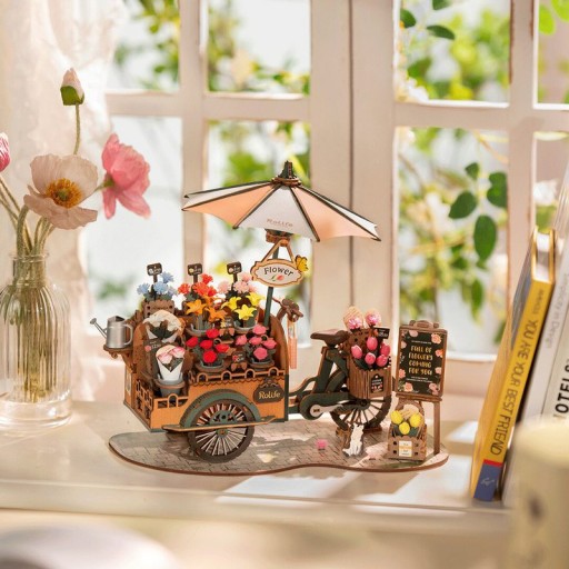 DIY 3D Wooden Model Construction Package, Blossom Cart, Robotime, TGS03, 24.2x16.3x21cm