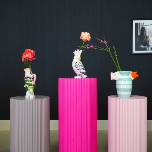 Vase- Cockatoe- Dolomite- Pink/ Green-14.5x10.5x22cm