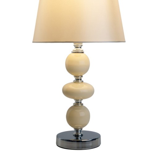 Ceramic table lamp "Araga" 36 cm high, table lamp made of metal, ceramic, with text blades, beige, with E14 socket, lighting for dining room, living room, hallway or office