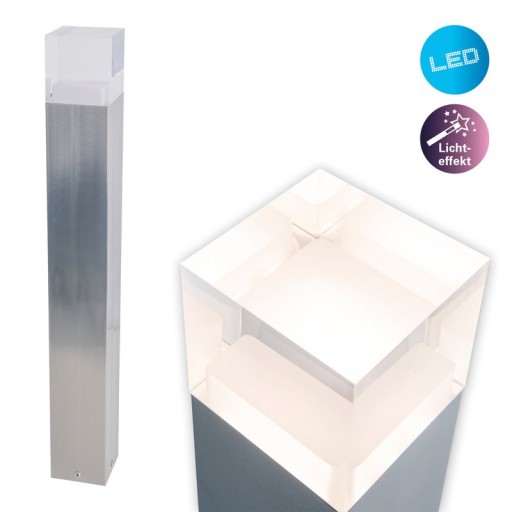 LED outer socket light "Leah" made of metal and plastic in steel-blank, integrated LED, path lights