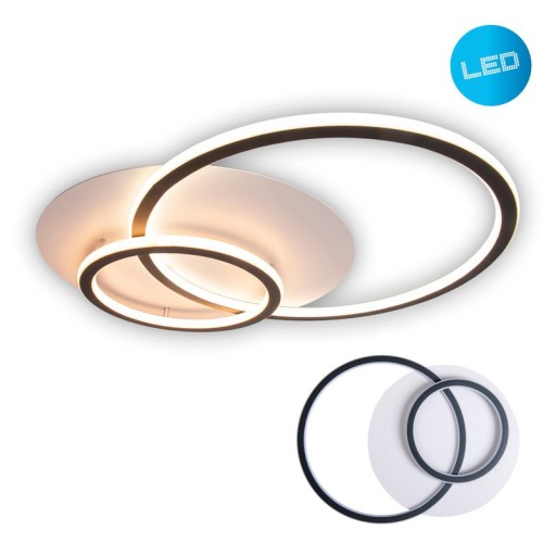 LED ceiling light "Kirk", made of metal in black, integrated LEDs, lighting for living room, office or entrance area