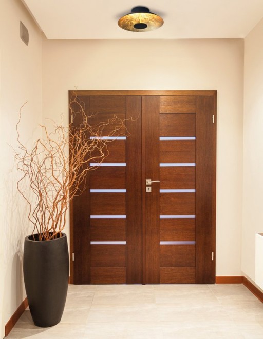 LED ceiling lamp "Firenze" metal ceiling lamp in black, and gold, LED firmly installed, lighting for living room, office or the entrance rod 30 cm diameter