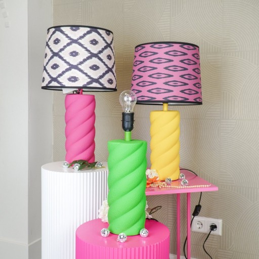 Tafellamp - keramiek - neon geel - E27- 12x12x28cm