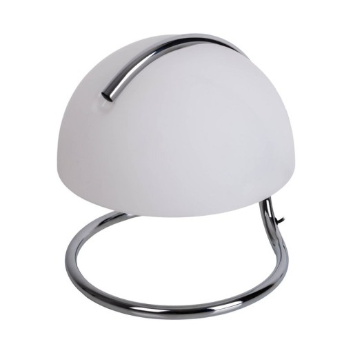 Table lamp "Burano" white, approx. 25 cm high, Ø 23.5 cm, made of chrome -colored metal and black glass, E27.