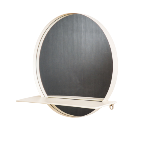 Mirror - Round - Metal - With Shelf - Sand- Ø40cm