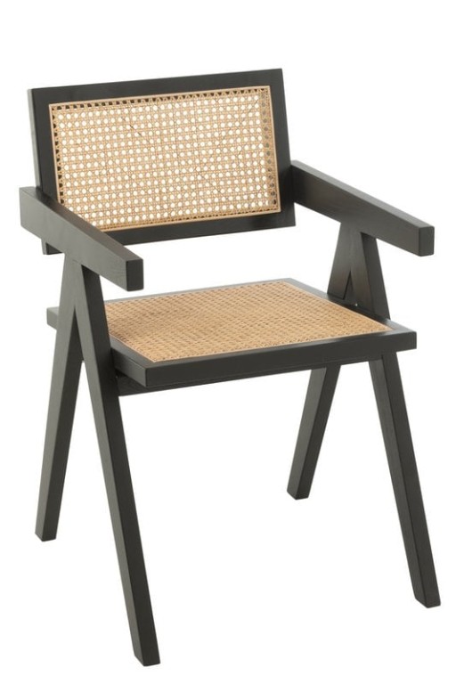J-Line Chair Lattice Ash Wood/Rattan Black