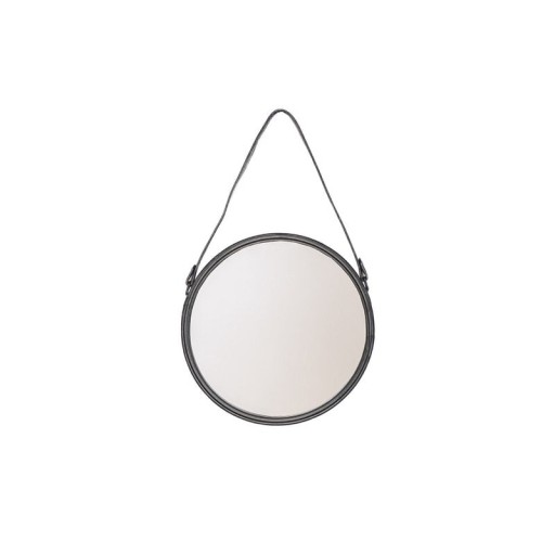 Runder Wandspiegel | Mirror Leder/Metall | Schwarz - Ø30cm