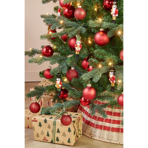 Kerstornament Notenkraker - Set van 6 - L4 x B2 x H11 cm - Polyester - Rood