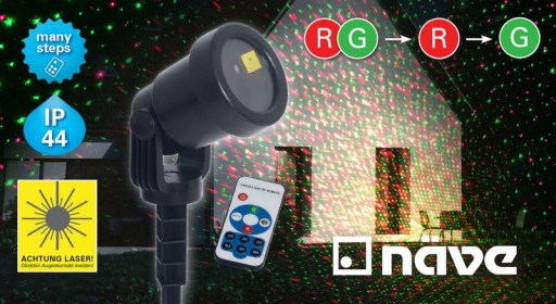 Laser outside spy with projector, skewer made of plastic, colorful, with integrated LED, spotlight for outside