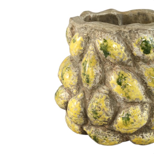 Fruitsy Yellow Round Terra Pot Lemon Finish L