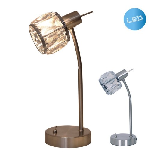 LED table lamp "Josefa", table lamp made of metal and glass in stainless steel optics, with E14 version Filament lamp included, light for living room, dining room, hallway or hallway 34.5 x 17.5 cm