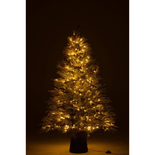 J-Line Kerstboom 600 Led Houten Basis Besneeuwd Kunstmatig Donkergroen