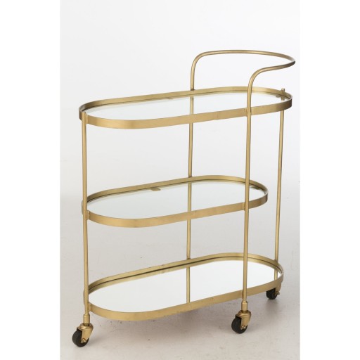 J-Line trolley Ovaal - metaal/spiegel - goud