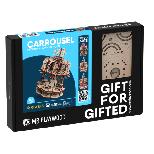 Mr. Playwood 3D Houten Puzzelcarrousel, 10403, 25x25x32cm.