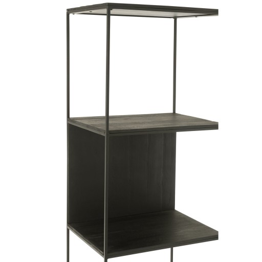 J-Line rek Slim Teak - hout/metaal - zwart