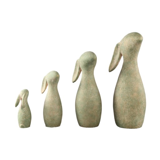 Iemkje Green Cement Rabbit Shaped Statue XL