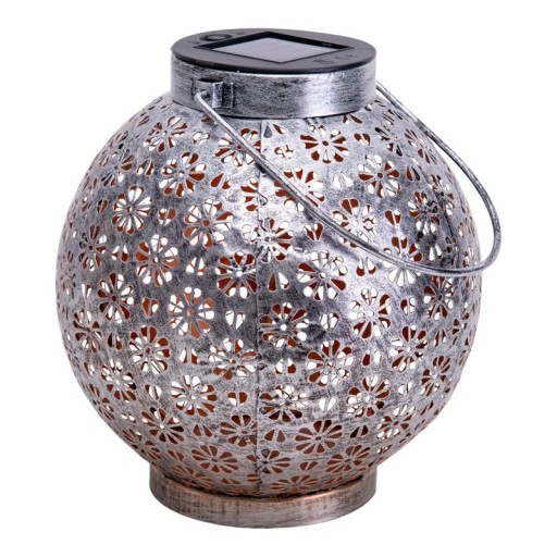 2 Set LED decoration solar light Ø 18 cm outside decoration made of metal in silver with integrated LEDs