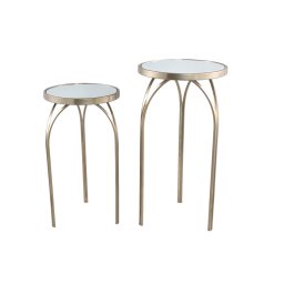 Rikka Sidetable Set | Goud IJzer | Spiegelblad Rond – Set van 2  - Product afbeelding