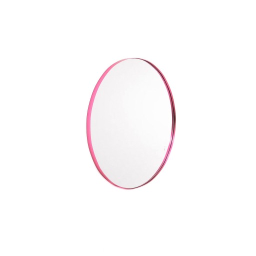 Mirror - wandspiegel rond - metaal - roze - Ø60cm