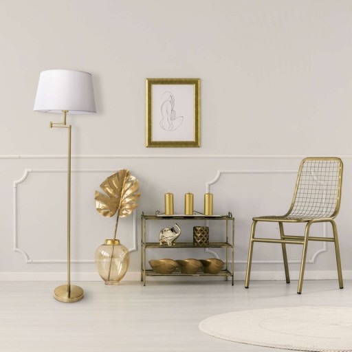 Standing lamp "Bologna" height 158 cm made of metal in matt brass, Beier Textalspreul, E27