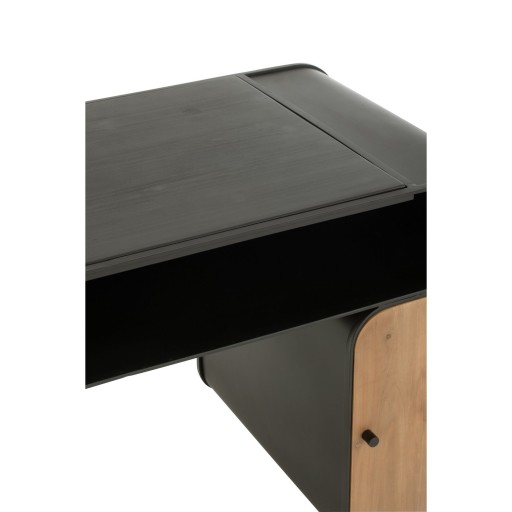 J-Line Bureau Wood And Metal Desk Dennenhout Zwart/Lichtbeige