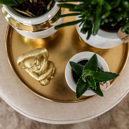 Kolibri Home | Decoratieschaal - Rond gouden dienblad Ø30cm