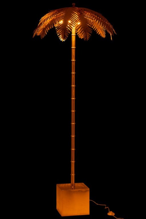 J-Line Lamp Standing Coconut Leaves - metal - gold