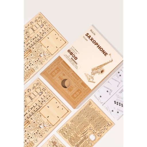 Robotime, 3D Houten Puzzel Muziekinstrument Saxophone, TG309, 8,5x7x23cm